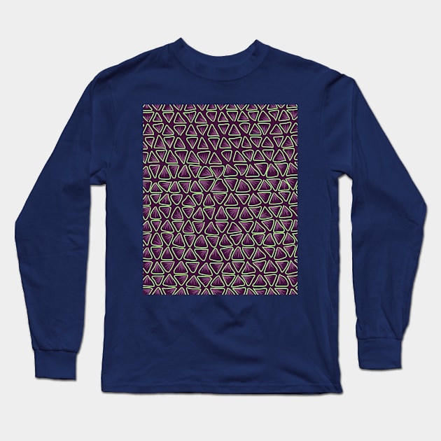 Aubergine Triangular Patterns Long Sleeve T-Shirt by A4AYN